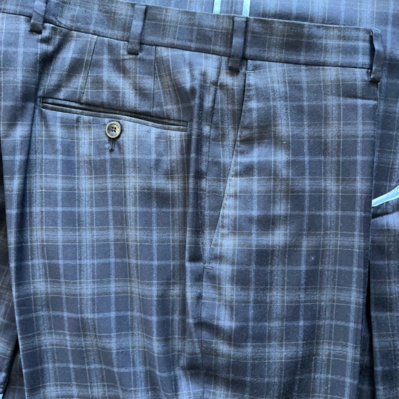 J. Hilburn Suits & Blazers Custom Jhilburn Suit In Navy Blue Plaid